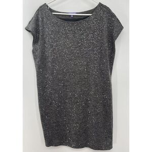 Vivienne Tam Acrylic Knit Sequin Sweater Dress Large Heather Gray L